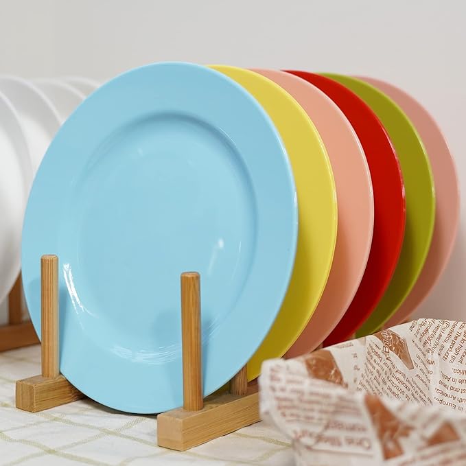 POSATE 60PCS Yellow Disposable Plastic Plates, Heavy Duty Plates for Wedding/Party, 30PCS Dinner Plates 10.25’’ and 30PCS Dessert/Salad Plates 7.5’’, Yellow Plates for Party Event