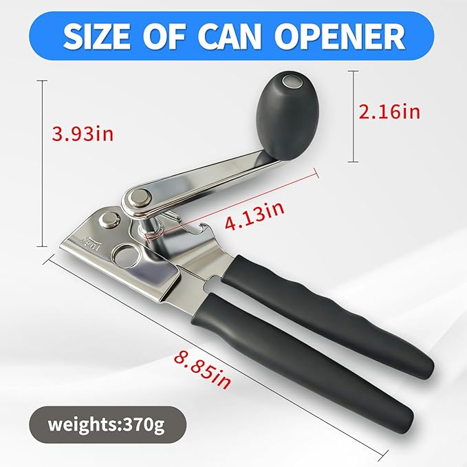 Heavy Duty Magnetic Can Opener for Seniors & Arthritis - Smooth Edge, Extra Long Easy-Grip Non-Slip Handle for Weak Hands, Kitchen, Camping & RV