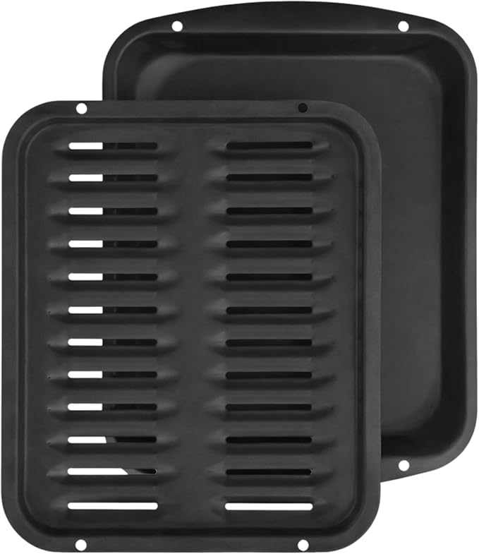 Broiler Pan for Oven Nonstick 16.75” x 13” Ceramic Coated - Broiling Pan for Oven Withstands Heat up to 550° F - Heavy Duty Broil Pans and Rack Circulate Heat and Drain Fat