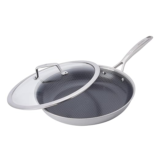 Henckels Paradigm Ceramic 12-inch Stainless Steel Dual Performance Fry Pan with Lid