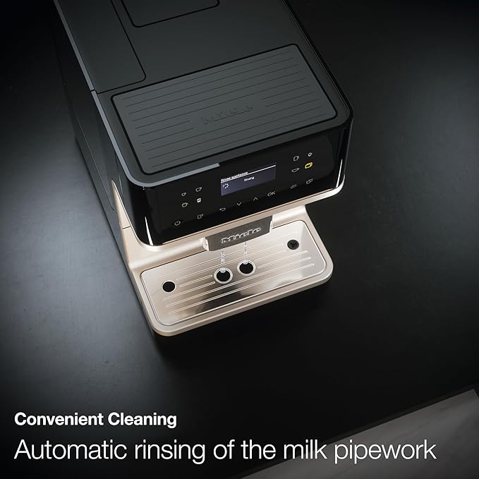 Miele CM 6360 MilkPerfection Automatic Coffee Machine - OneTouch for Two, AromaticSystem, 8 individual profiles, DoubleShot, WiFi-compatible, LED lighting, in Lotus White CleanSteel Metallic