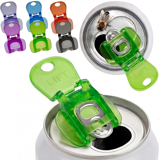 6Pcs Soda Can Opener and Drink Protector Set, Colorful Pop Can Opener Tool for Party Supplies, BBQ, Travel(Transparent)