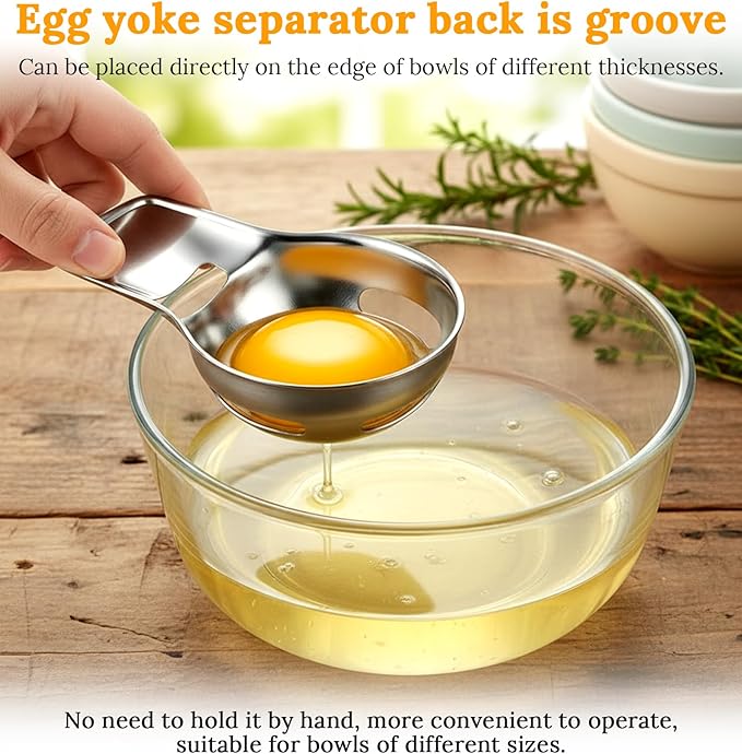 Egg Yolk Separator, Egg Separator for Raw Eggs Food Grade Stainless Steel Eggs Separators Tool, Easy to Use for Baking & Cooking