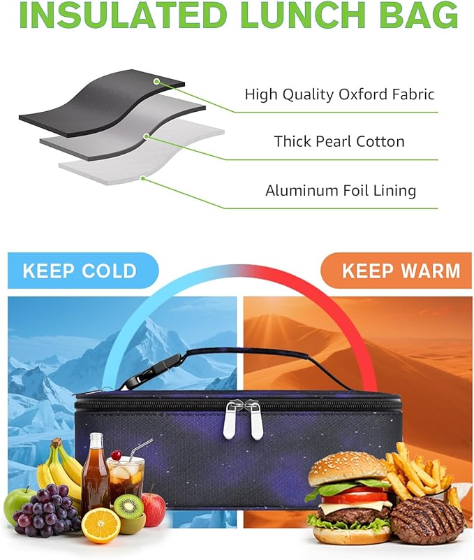 Small Lunch Box Insulated Lunch Bag for Women Men, Bento Kids Lunch Box, Compact Portable Thermal Meal Cooler Bags with Buckle Handle for Work & School, Astral 5L