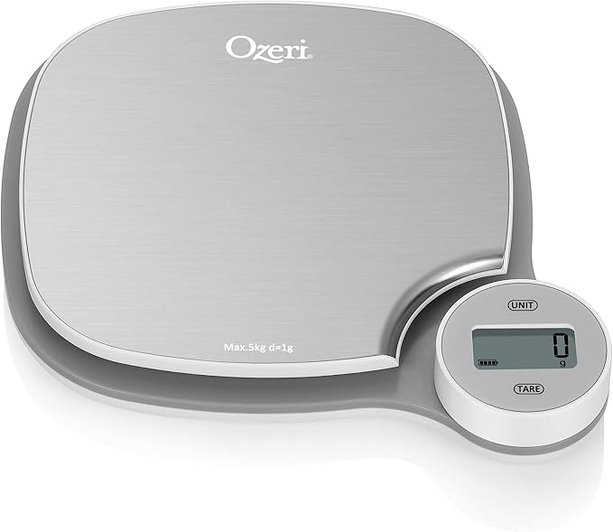 Ozeri Battery-Free Kitchen Scale, Kinetic Charging Technology, Stainless Steel