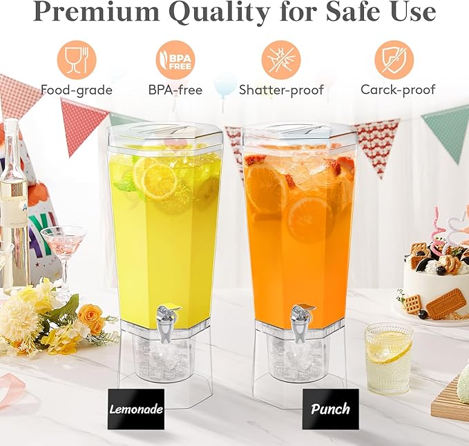 Lifewit 1.6 Gallon Drink Dispenser for Parties, 6L Plastic Beverage Container with Stand for Juice/Tea/Soda & Lemonade, Clear Water Pitcher with Spigot for Mimosa Bar Hosting 39 x 16 cm/15x6"