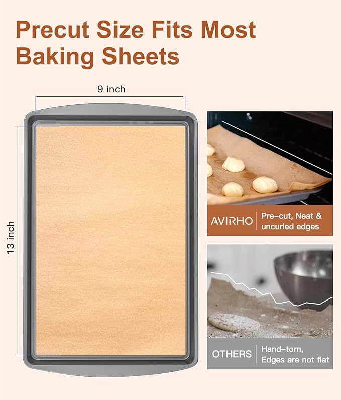 Parchment Paper Baking Sheets, 9x13IN Precut Non-Stick Parchment Paper for Baking, Grilling, Air Fryer, Steaming-Unbleached Parchment Sheets for Bread Cup Cake Cookie And More, 120 Sheets