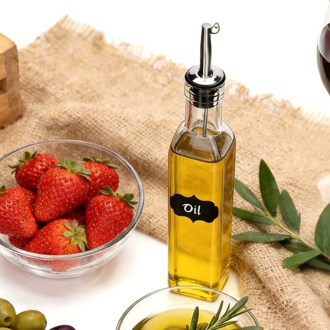 8oz Olive Oil Dispenser Bottle,Oil Dispenser for Kitchen,8 Pack olive oil dispenser with Stainless Steel Pourer Spouts,Vinegar Cruet Bottle with Pourers