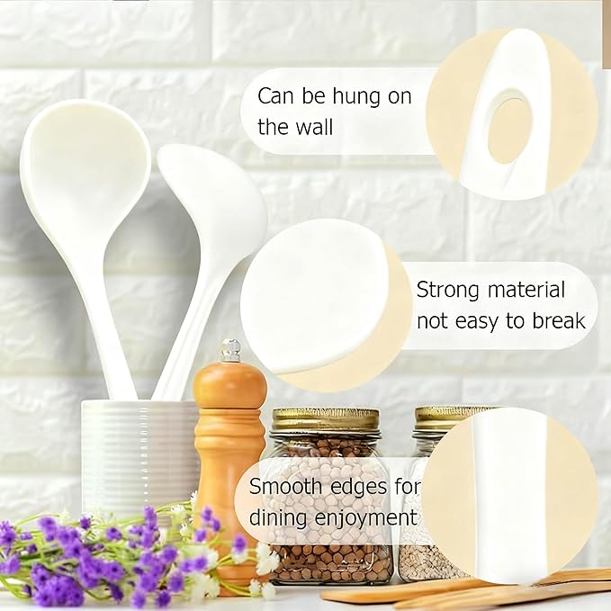 Large Plastic Serving Spoons,Disposable Heavy Duty Serving Spoons,Long Handle Scoop Soup Rice Ladle for Party Catering Buffet Restaurant,20 Pieces,White