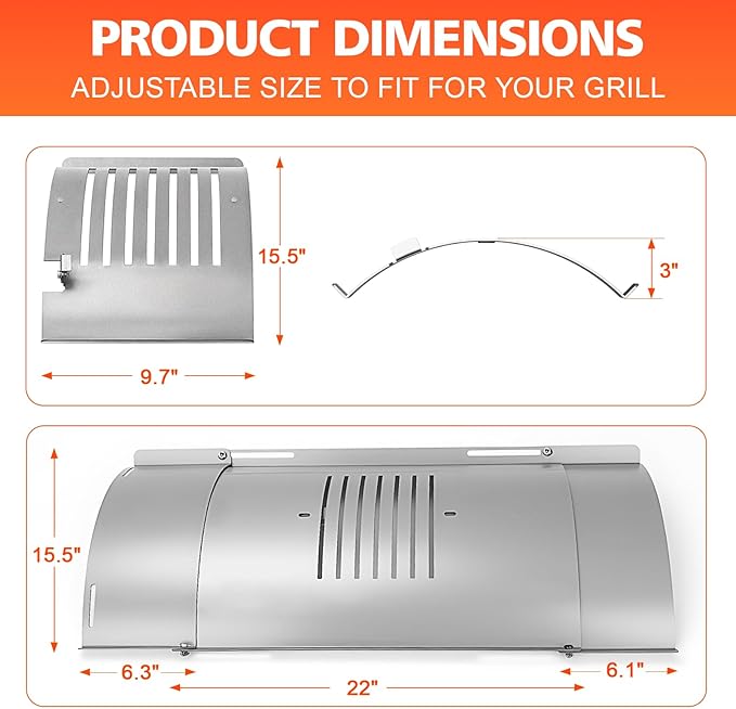 Flame Broiler Kit for Pit Boss PB1600 PB1150 PB1000 PB850 PB820 PB700 Series Pellet Grills, Adjustable Flame Broiler Slide Cover and Bottom Kit, Grill Replacement Parts for Pit Boss Smoker, 2Pcs