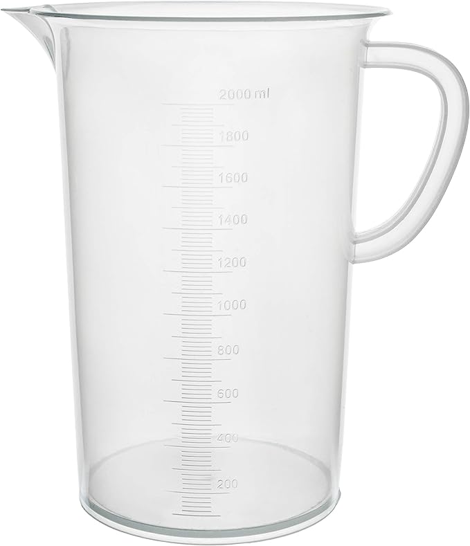 EISCO Plastic Pitcher, 2000mL (2L) - Molded Graduations - Chemical Resistant & Autoclavable Polypropylene - Measuring Jug