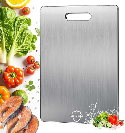 Titanium Cutting Board, Pure Titanium Cutting Boards for Kitchen, Cutting Boards Non Toxic, Double-Sided Food-Grade, Easy to Clean, Dishwasher Safe, for Meats, Fruits and Vegetables