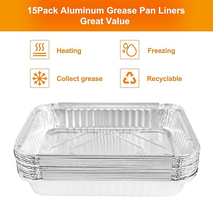 Hisencn 80346 Catch Pan Holder for Weber Q100 Q1000 Q120 Q1200 Q140 Series Gas Grill, Collection Pan with 15 Pack Aluminum Foil Drip Pan Grease Tray Liner Replacement for Weber Part 41887