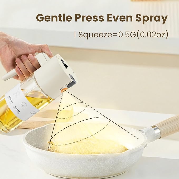 2026 Upgrade Oil Sprayer for Cooking, 2 in 1 Glass Olive Oil Dispenser 17oz, Food Grade Leakproof Kitchen Oil Bottle for Air Fryer BBQ Salad