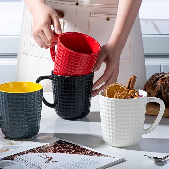 Large Coffee Mugs, 20 oz Ceramic Coffee Cups with Handle, Porcelain Big Tea Cups for Office and Home, for Latte Cocoa Dishwasher and Microwave Safe, 2PCS, Black