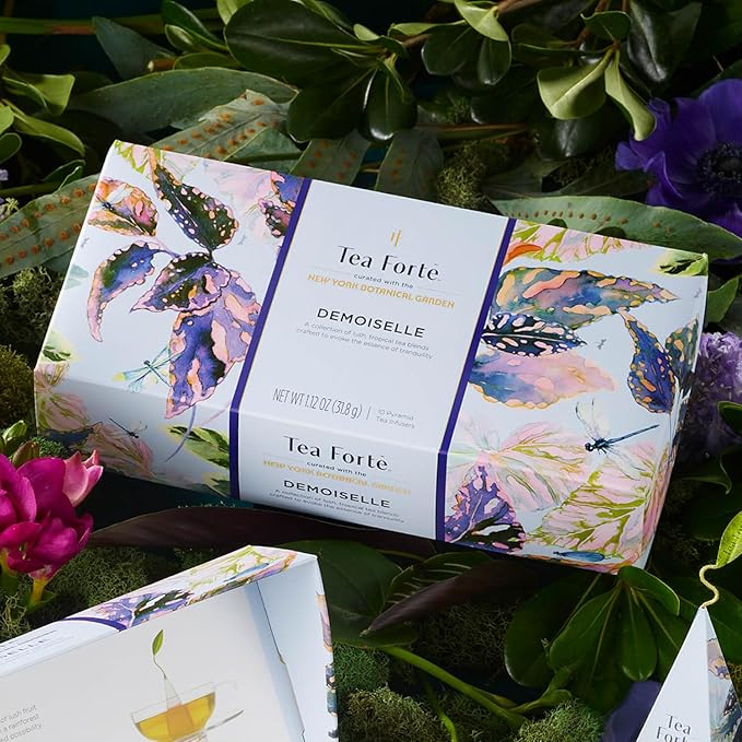 Tea Forte Easter Gifts for Adults - Premium Petite Presentation Box Gift Set Sampler, 10 Count, 2 of Each Blend Individually Wrapped Handcrafted Pyramid Infuser Bags, Demoiselle Tea