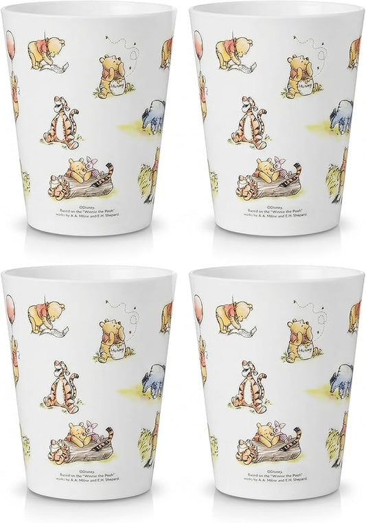 Disney Reusable Plastic Cups – 4 Pack 16 oz Plastic Drinking Glasses with Mickey, Stitch, Pooh, or Disney100 Designs – BPA-Free, Stackable, Top Rack Dishwasher Safe Tumblers for Water, Juice & More