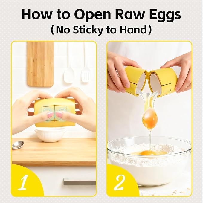 Upgraded 2 in 1 Egg Shell Opener, Hard Boiled Egg Peeler Cracker with Piercer, Cute Egg Separator for Raw Eggs, Home Kitchen Gadgets Tool, 2 Pack
