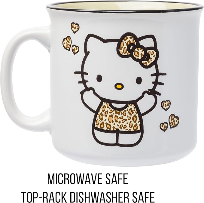 Silver Buffalo Sanrio Hello Kitty Leopard Outfit Ceramic Camper Mug, 20 Ounces