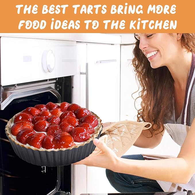 Deep Tart Pan, 9.5 x 2.2 Inches Non-Stick Tall Tart Pan Bottom Can Be Removed. Suitable for Making Various Pies, Tarts and Quiche. Easy to Clean is the Choice for Home Baking.