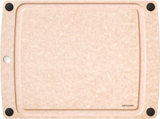 Epicurean All-In-One Cutting Board with Non-Slip Feet and Juice Groove, 17.5" × 13", Natural/Black