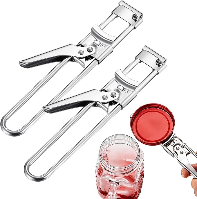Patelai 2 Pieces Master Opener Adjustable Jar and Bottle Adjustable Multifunction Stainless Steel Can Jar Lid Gripper Manual Opener Kitchen Accessories for Weak Hands Seniors