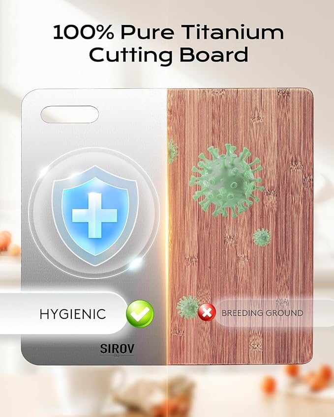 Titanium Cutting Board,100% Pure Titanium Kitchen Cutting Board, Non-Toxic & Dishwasher Safe, Durable and Hygienic for Meat, Fruit & Vegetables (16L*10W)