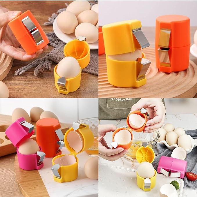 3PCS Egg Shell Opener, New Egg Cracker Tool, Hard Boiled Egg Peeler, Egg Separator for Raw Eggs, Multifunctional Egg Cutter for Cooking Camping Kitchen Gadgets