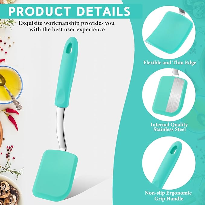 Small Silicone Spatula Flexible Silicone Cookie Spatula Heat Resistant Small Pancake Turner for Kitchen Use Nonstick Cookware No Scratch Cooking Flipper for Egg Pancake