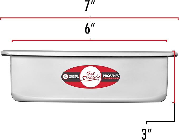 Fat Daddio's PSQ-663 Anodized Aluminum Square Cake Pan, 6 x 3 Inch