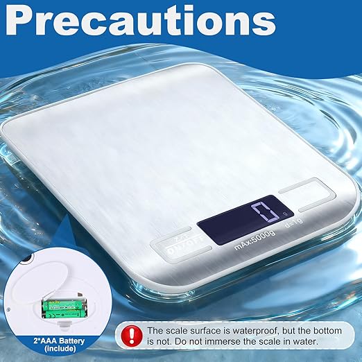 Food Scale, Digital Kitchen Scale with 0.1g Accuracy, 11lb/22lb Capacity & Backlit LCD, Stainless Steel Tare Scale for Baking, Cooking and Meal Prep, 5.5x7x0.6 Inches (Batteries Included)