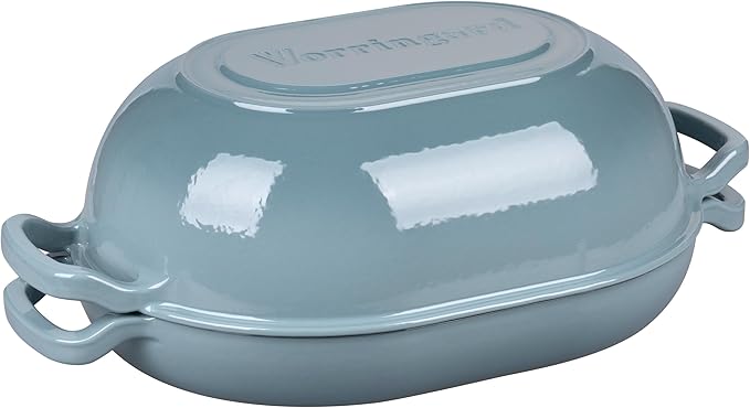 Enameled Cast Iron Sourdough Bread Oven, Dutch Oven, Loaf Cast Iron Bread Pan for Homemade Bread Baking, Meatloaf Pan with Lid, 7QT, Sea Salt