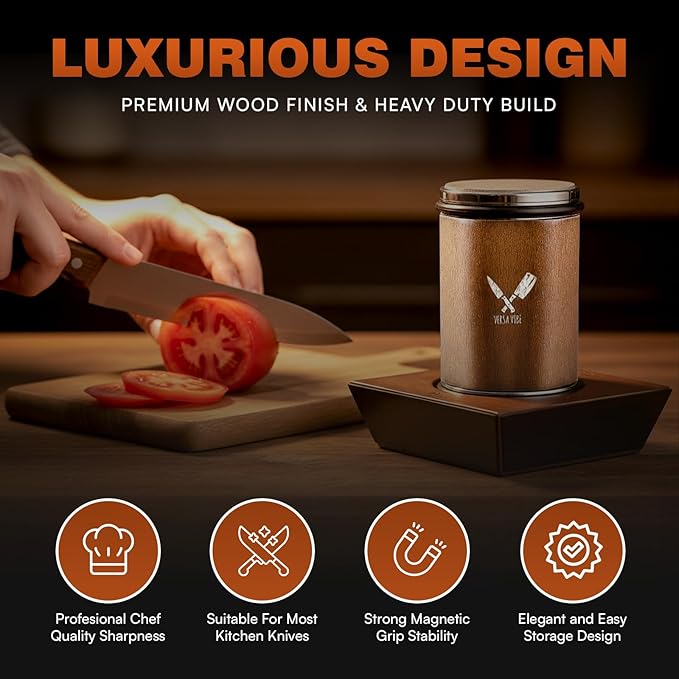 Rolling Knife Sharpener Kit, Ergonomic Cylindrical Design, Heavy Dutty 600,1000 Daimond & 6000 Grit Replacement Disc, 4 Precision Angles, Knife Sharpening Kit for All Kind of Knives