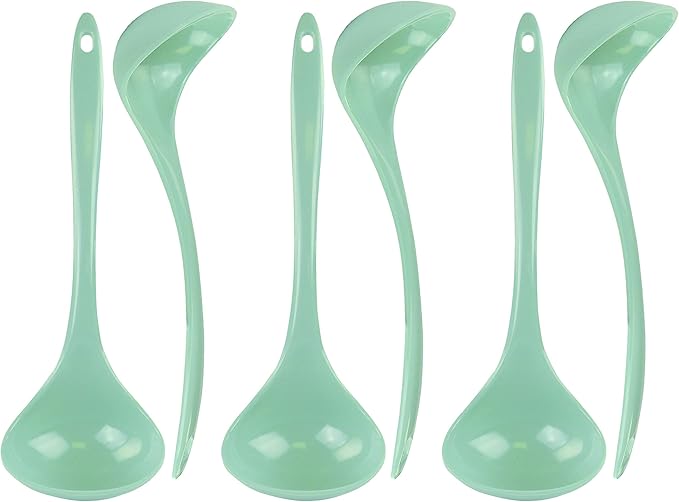 Reston Lloyd Melamine Soup Ladle Kitchen Utensil, Premium Quality Utensil with Heat Resistant Ergonomic Handle, Durable BPA-Free Plastic, 10.5 inch long, 6pc Set, Seafoam