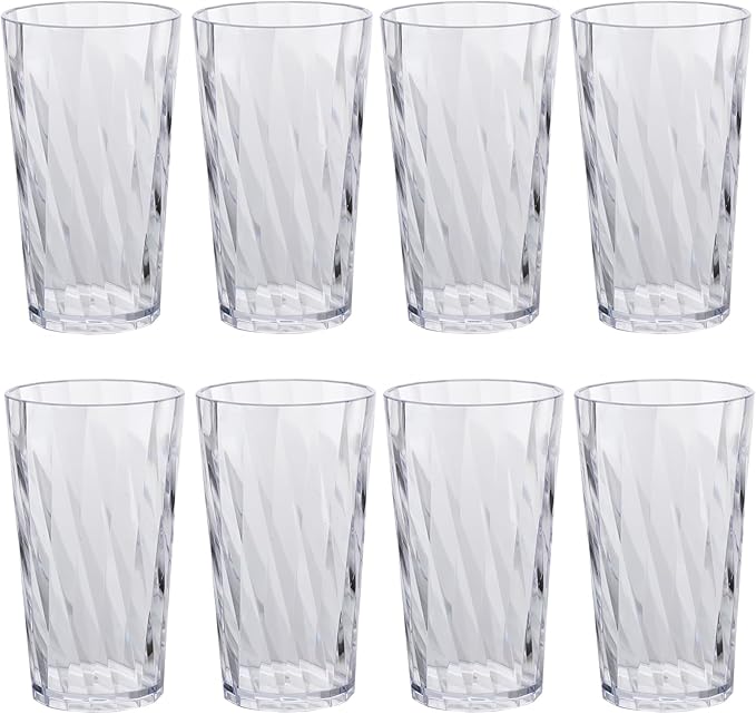 Unbreakable Plastic Drinking Glasses，set of 8, shatterproof drinking cups, plastic glass cups, 10 ozplastic Tumbler Cups, Dishwasher Safe (transparent)
