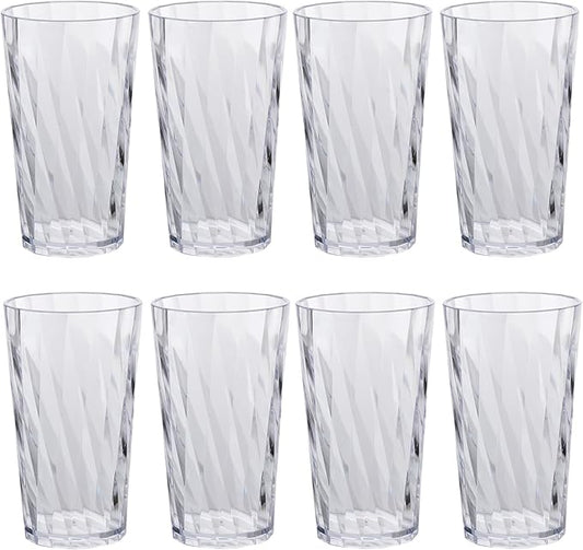 Unbreakable Plastic Drinking Glasses，set of 8, shatterproof drinking cups, plastic glass cups, 10 ozplastic Tumbler Cups, Dishwasher Safe (transparent)