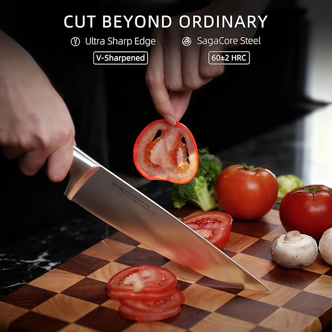 2026 Upgraded Knife Set, 13-Piece Japanese High-Carbon Stainless Steel Kitchen Knife Block Set with Ergonomic Handles, Razor-Sharp Blades for Home & Professional Use
