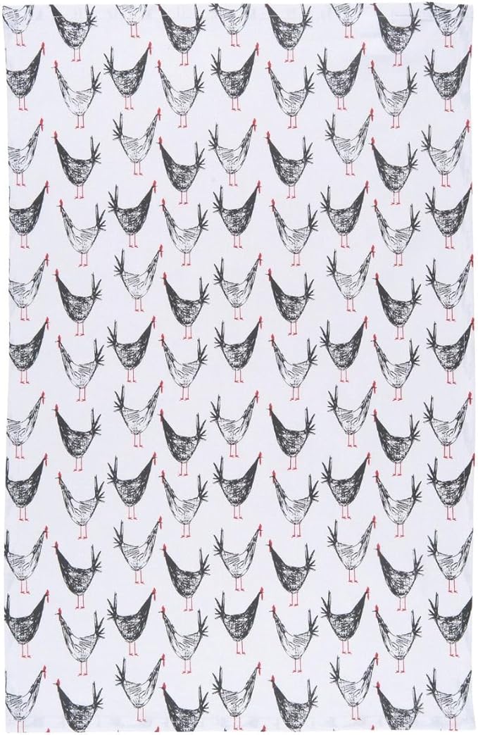 Now Designs Chicken Scratch Printed Kitchen Towel, 18x28 inches