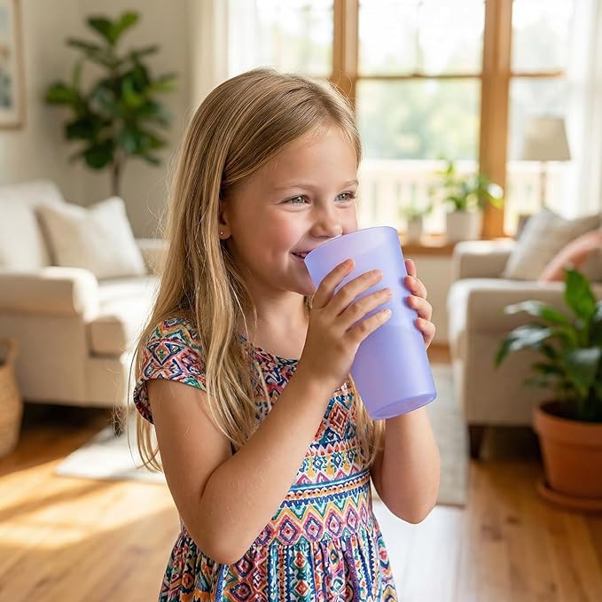 32 oz Plastic Cups Reusable, Unbreakable Plastic Tumblers, BPA Free Dishwasher Safe Large Water Cup set of 8, Lightweight Kids Cups for Kitchen Outdoor