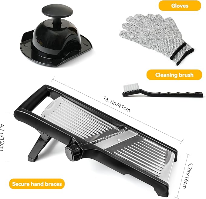 Adjustable Mandolin Slicer, Kitchen Mandolin Slicer, Mandolin Anti-cutting, Potato Slicer, Vegetable, French Fry Cutter, Stainless Steel Vegetable Cutter
