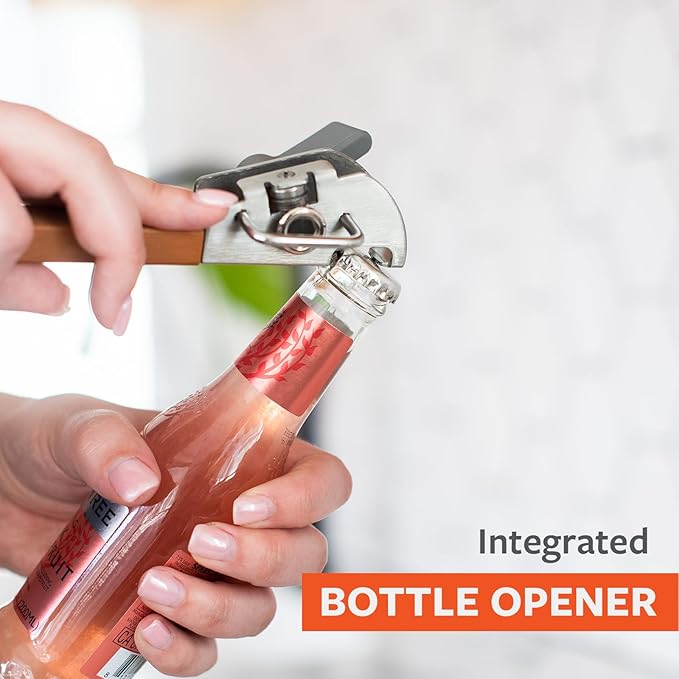 Full Circle Smooth Operator - Smooth-Edge Stainless Steel Can Opener, Safe & Easy No More Sharp Rims, Compact Portable Design with Integrated Bottle Opener