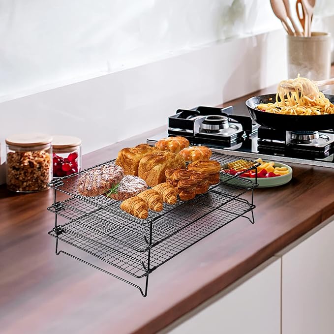 Upgraded Stackable Cooling Rack for Baking,3 Tier Jerky Rack Cooling Racks for Cooking and Baking,Cookie Cooling Rack Baking Racks,Drying Racks,Oven Safe,17”x 11”