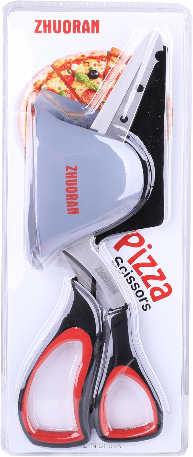 Pizza Scissors, Pizza Cutter with Shovel, Food-Grade Sharp Stainless Steel Blade and Soft Grip Handle, Multifunctional Kitchen Scissors, 27cm (black)