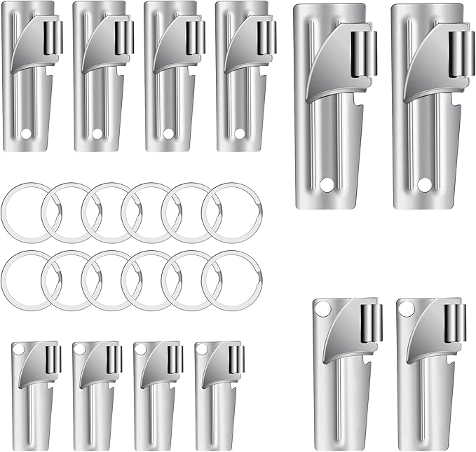 12 Pieces Military Style Can Openers with Key Rings, Anglecai P-38 and P-51 Camping Can Openers Stainless Steel Army Survival Can Opener Portable for Traveling