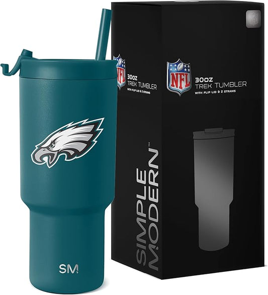 Simple Modern Officially Licensed NFL 30oz Tumbler with Flip Lid and Straws | Football Insulated Stainless Steel Cup | Gifts for Men Women | Trek Collection