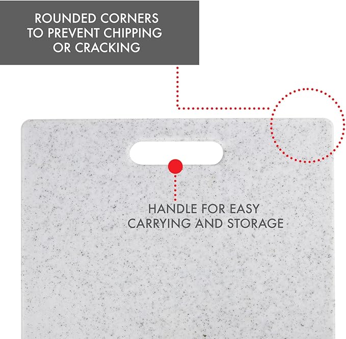 Dexas Superboard Cutting Board with Handle 8.5 x 11 inch Blue Granite, Compact Kitchen Prep Board, Dishwasher Safe, Non-Porous Poly Surface, Made in USA