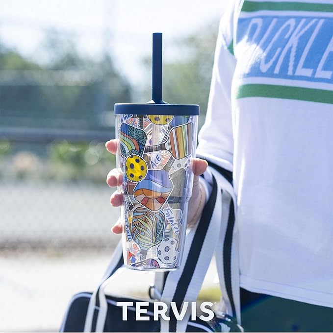Tervis Home of the Free Because of the Brave Made in USA Double Walled Insulated Tumbler Travel Cup Keeps Drinks Cold & Hot, 24oz with Straw Lid, Classic