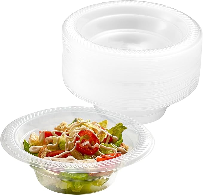 PLASTICPRO 80 Pack Clear Plastic Soup Bowls 12 oz Bulk Pack Durable Disposable Plastic Bowls for Parties Events BBQ