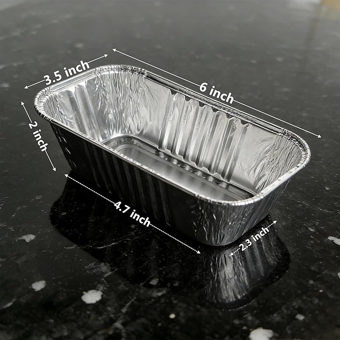 100 Pack 1 Lb Mini Loaf Pans Disposable, 6” x 3.5” x 2” Oven Safe Small Foil Loaf Pans, Aluminum Loaf Pans,Aluminum Foil Bread Tins Pans for Baking Holiday Treats Food Storage and Takeout