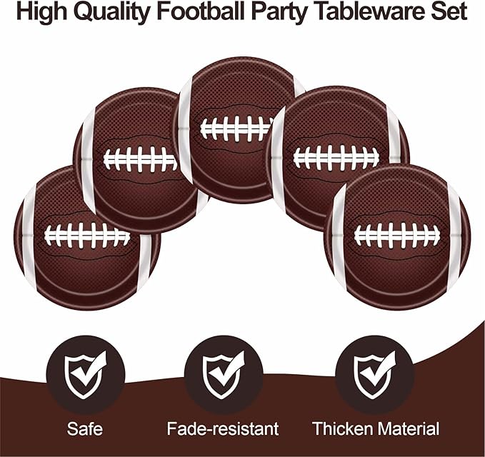 40pcs Football Party Paper Plates Set Disposable Sports Party Food Dinner Dessert Plate Birthday Tableware Decorations Favors, Including 20pcs 9" and 20pcs 7" Plates for Football Theme Plate